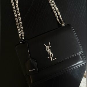 Saint Laurent Sunset Medium Black Silver Hardware
